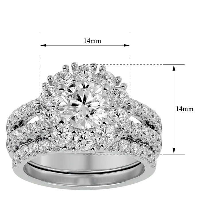 3 1/2 Carat Shape Diamond Bridal Set In 14 Karat White Gold