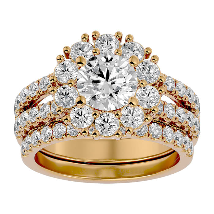 3 1/2 Carat Shape Diamond Bridal Set In 14 Karat Yellow Gold