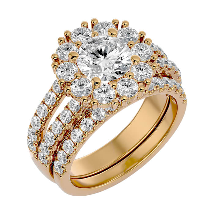 3 1/2 Carat Shape Diamond Bridal Set In 14 Karat Yellow Gold