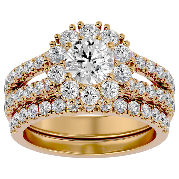 4 1/2 Carat Shape Diamond Bridal Set In 14 Karat Yellow Gold
