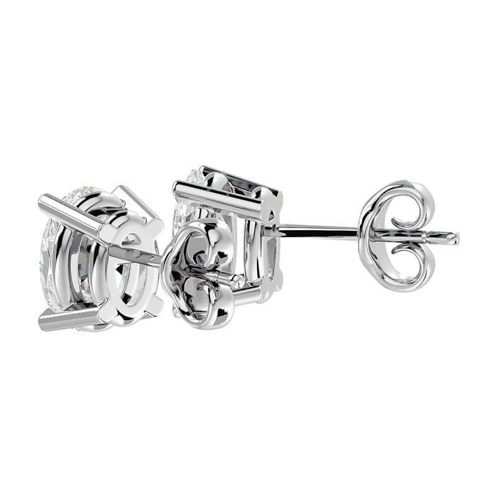 2 Carat Oval Shape Moissanite Stud Earrings In 14 Karat White Gold