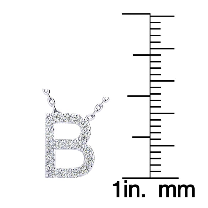 B Initial Necklace In Sterling Silver With 19 Diamonds, 18 Inches