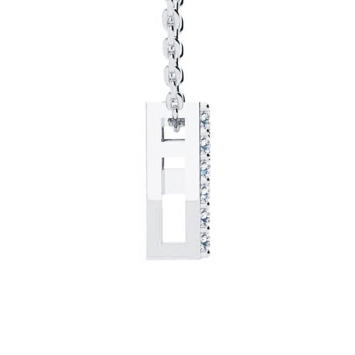 P Initial Necklace In Sterling Silver With 15 Diamonds, 18 Inches