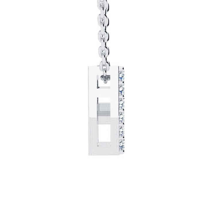 Letter R Diamond Initial Necklace In Sterling Silver With 18 Diamonds, 18 Inches