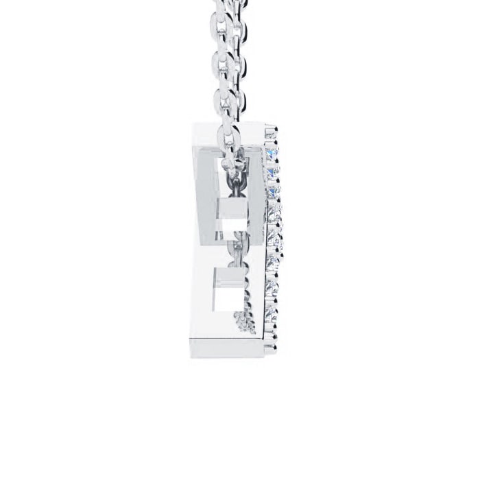 Letter T Diamond Initial Necklace In Sterling Silver With 11 Diamonds, 18 Inches