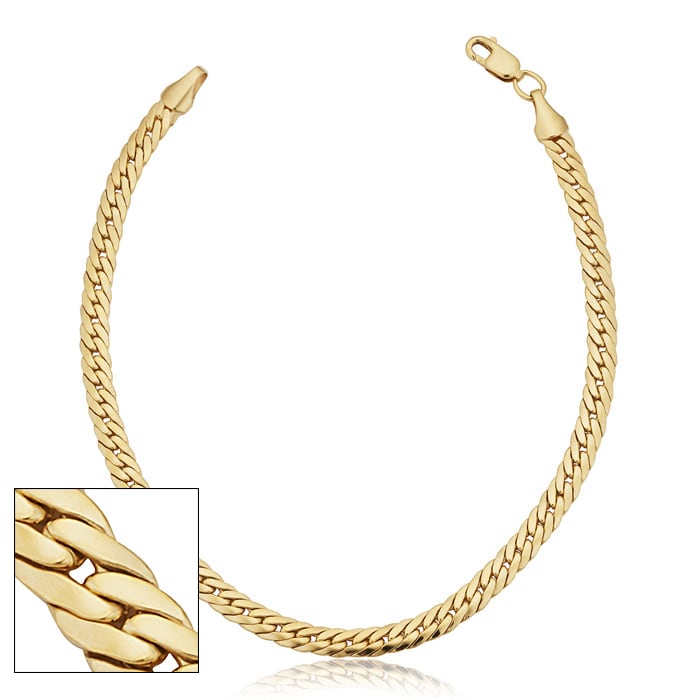 3 9mm Bombay Curb Link Chain Bracelet 7 1 2 Inches Yellow Gold Superjeweler