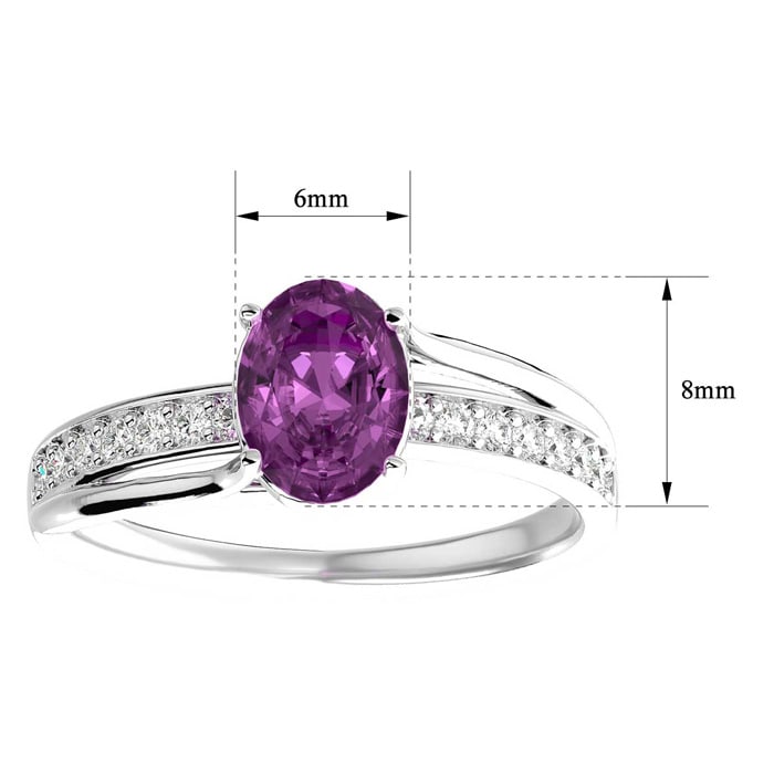 1 3/4 Carat Oval Shape Pink Topaz and Diamond Ring In 14 Karat White Gold