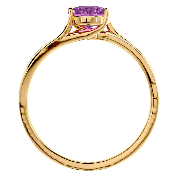 1 3/4 Carat Oval Shape Pink Topaz and Diamond Ring In 14 Karat Yellow Gold