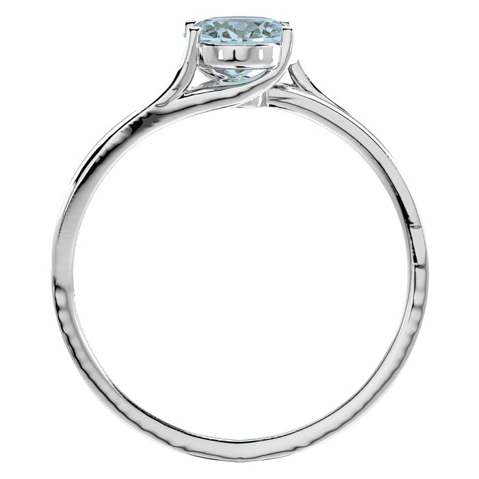 Aquamarine Ring: Aquamarine Jewelry: 1 1/3 Carat Oval Shape Aquamarine and Diamond Ring In 14 Karat White Gold