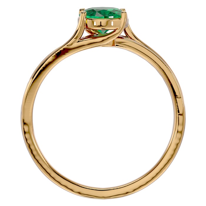1 1/3 Carat Oval Shape Emerald and Diamond Ring In 14 Karat Yellow Gold
