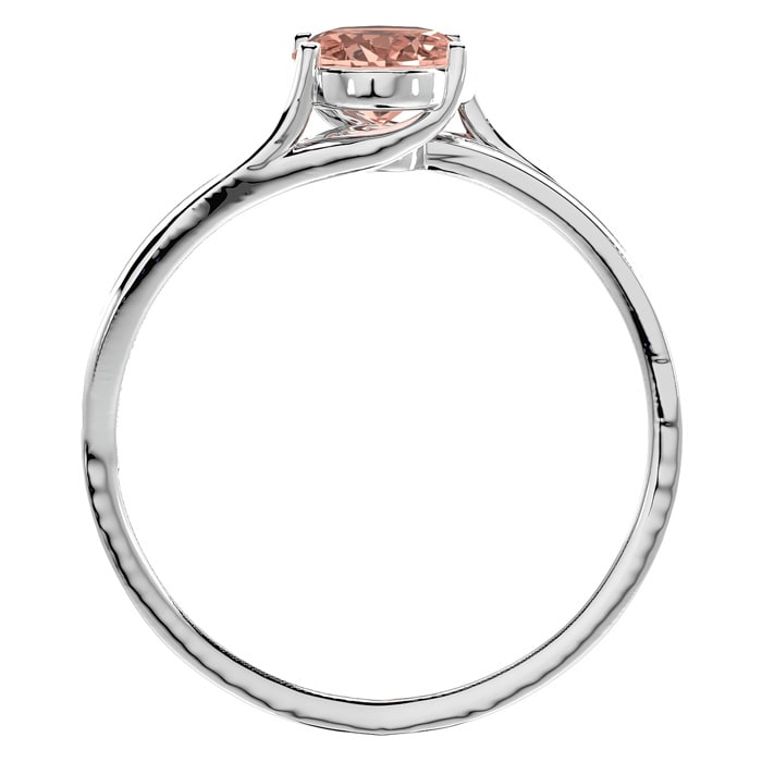 1-1/3 Carat Oval Shape Morganite and Diamond Ring In 14 Karat White Gold