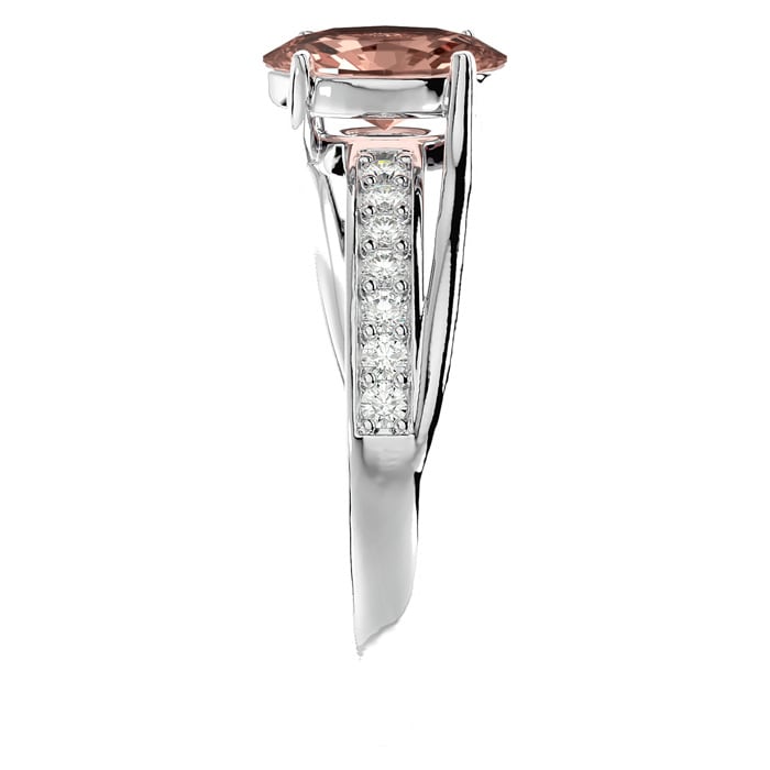 1-1/3 Carat Oval Shape Morganite and Diamond Ring In 14 Karat White Gold