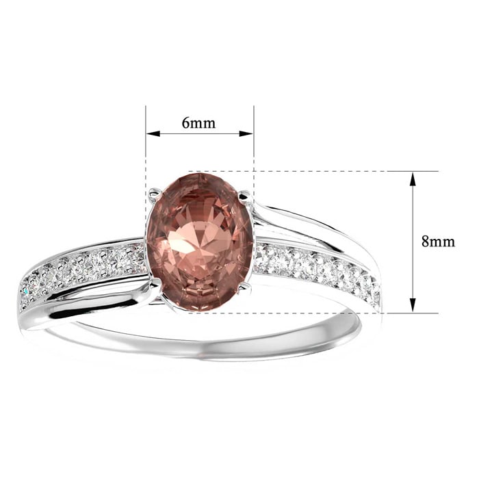 1-1/3 Carat Oval Shape Morganite and Diamond Ring In 14 Karat White Gold
