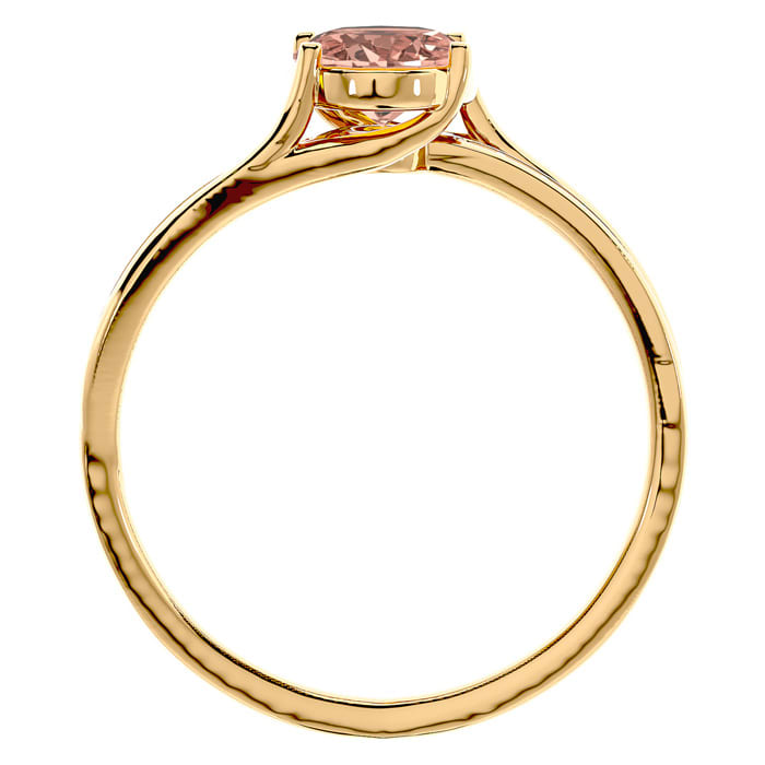 1-1/3 Carat Oval Shape Morganite and Diamond Ring In 14 Karat Yellow Gold