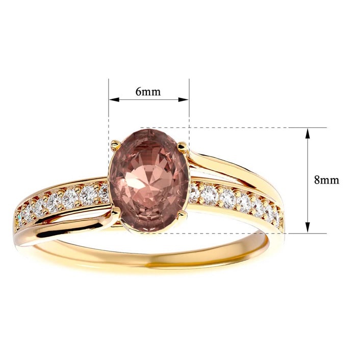 1-1/3 Carat Oval Shape Morganite and Diamond Ring In 14 Karat Yellow Gold