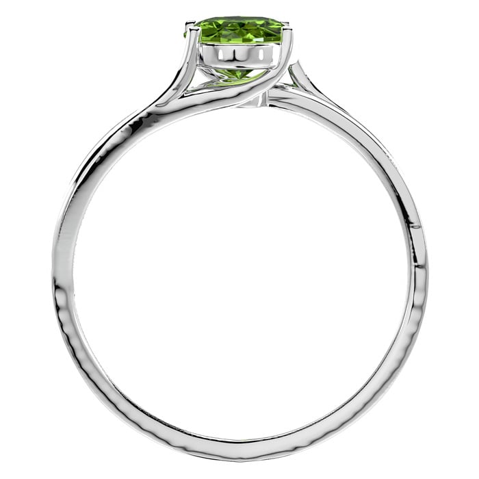 1 1/2 Carat Oval Shape Peridot and Diamond Ring In 14 Karat White Gold