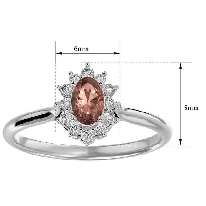 2/3 Carat Oval Shape Morganite and Halo Diamond Ring In 14 Karat White Gold