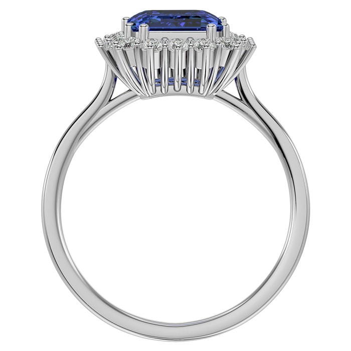 2 3/4 Carat Tanzanite and Halo Diamond Ring In 14K White Gold