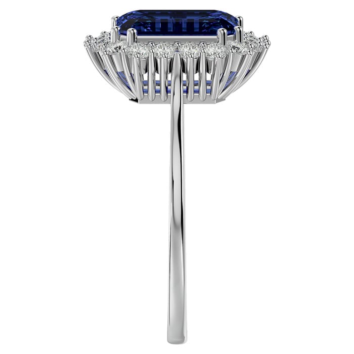 2 3/4 Carat Tanzanite and Halo Diamond Ring In 14K White Gold