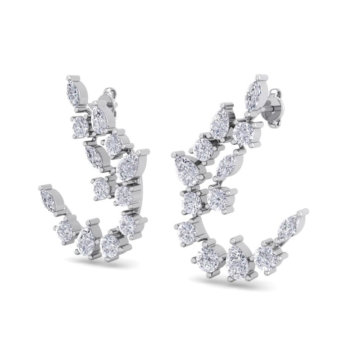 Diamond Drop Earrings: 3 Carat Fancy Diamond Drop Earrings In 14 Karat White Gold