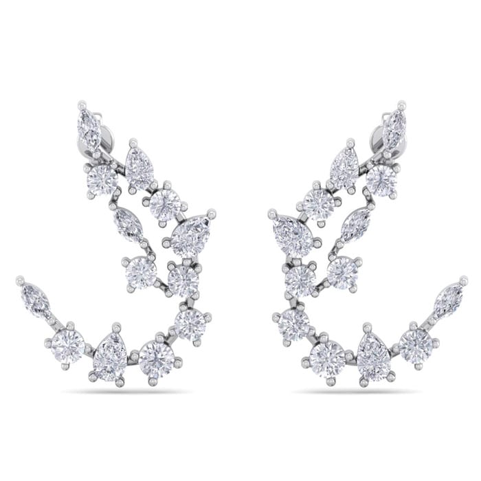 Diamond Drop Earrings: 3 Carat Fancy Diamond Drop Earrings In 14 Karat White Gold