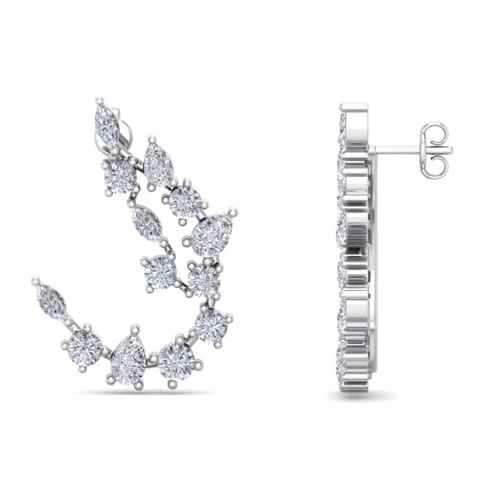 Diamond Drop Earrings: 3 Carat Fancy Diamond Drop Earrings In 14 Karat White Gold