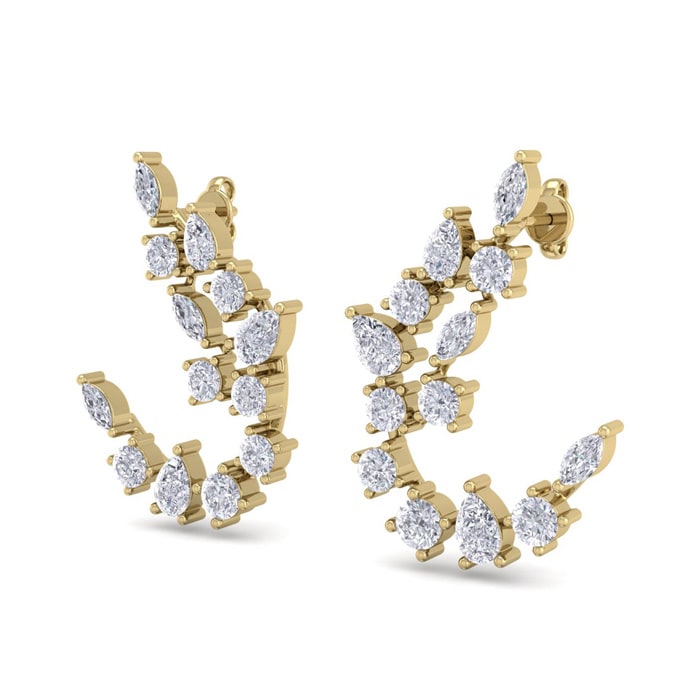 Diamond Drop Earrings: 3 Carat Fancy Diamond Drop Earrings In 14 Karat Yellow Gold