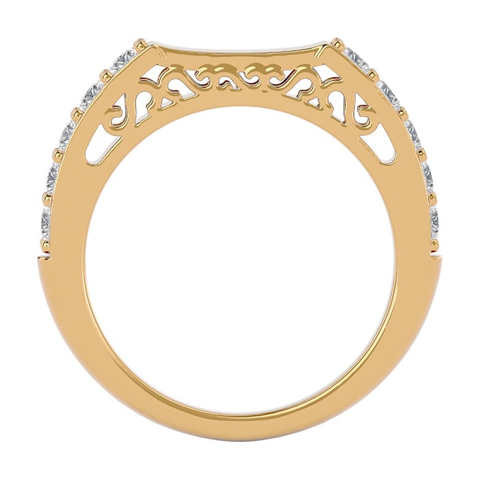 Moissanite Engagement Ring; 1/2 Carat Moissanite Wedding Band In 14 Karat Yellow Gold