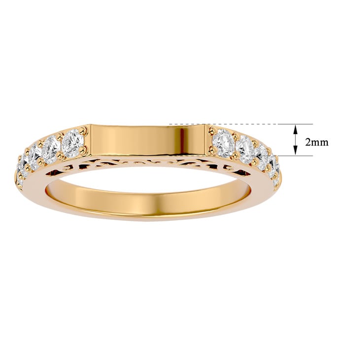 Moissanite Engagement Ring; 1/2 Carat Moissanite Wedding Band In 14 Karat Yellow Gold