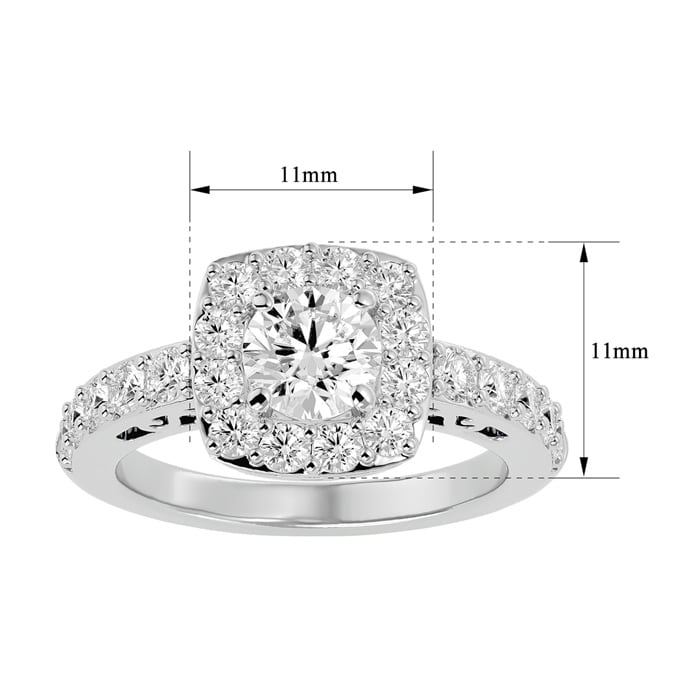 2 1/2 Carat Halo Diamond Engagement Ring In 14 Karat White Gold