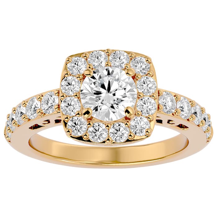 2 1/2 Carat Halo Diamond Engagement Ring In 14 Karat Yellow Gold