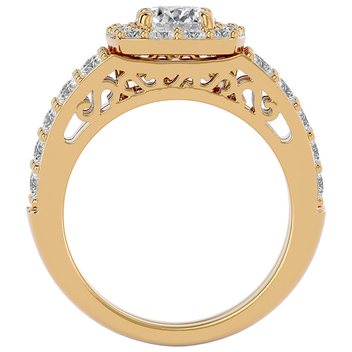 3 Carat Shape Diamond Bridal Set In 14 Karat Yellow Gold