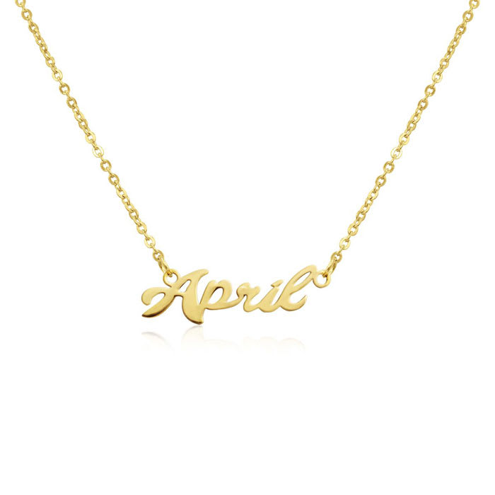 April Nameplate Necklace In Gold 