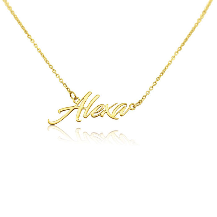 Alexa Nameplate Necklace In Gold 