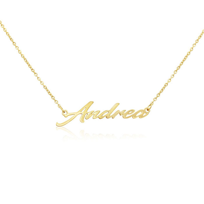 Andrea Nameplate Necklace In Gold 