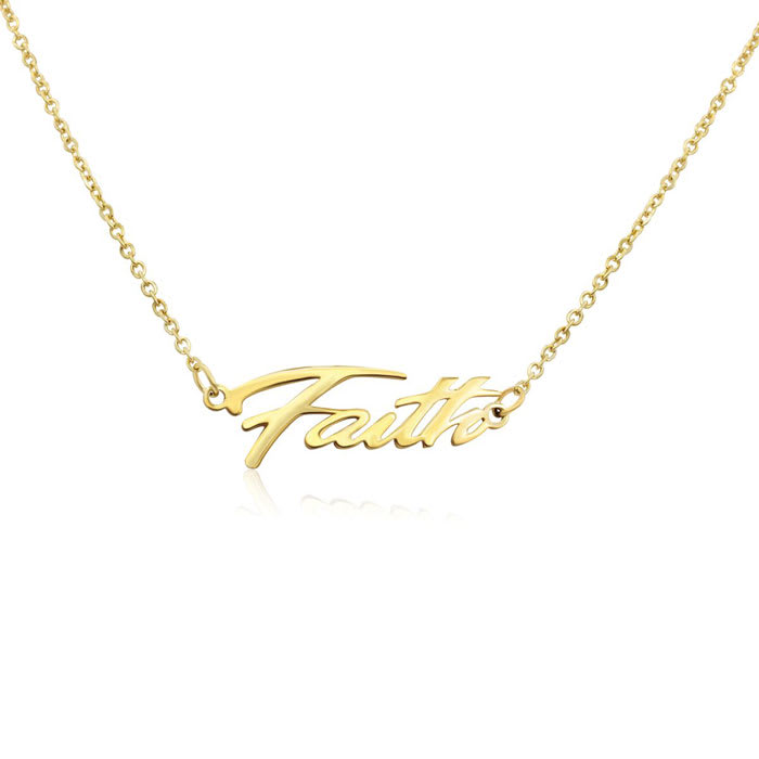 Faith Nameplate Necklace In Gold SuperJeweler