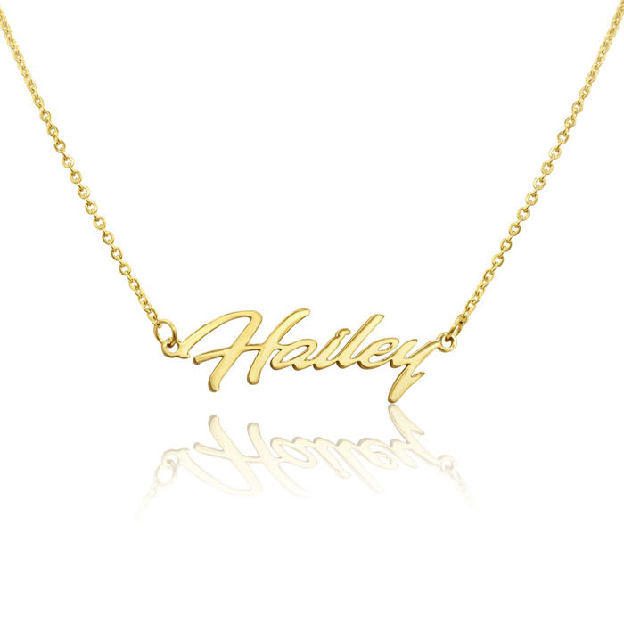 Hailey Nameplate Necklace In Gold 