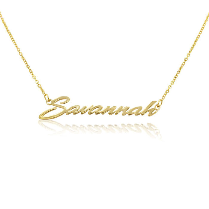 Savannah Nameplate Necklace In Gold 