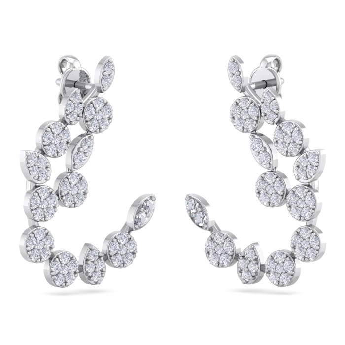 Diamond Drop Earrings: 1 1/4 Carat Pave Diamond Fancy Drop Earrings In 14 Karat White Gold