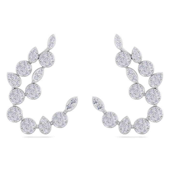 Diamond Drop Earrings: 1 1/4 Carat Pave Diamond Fancy Drop Earrings In 14 Karat White Gold