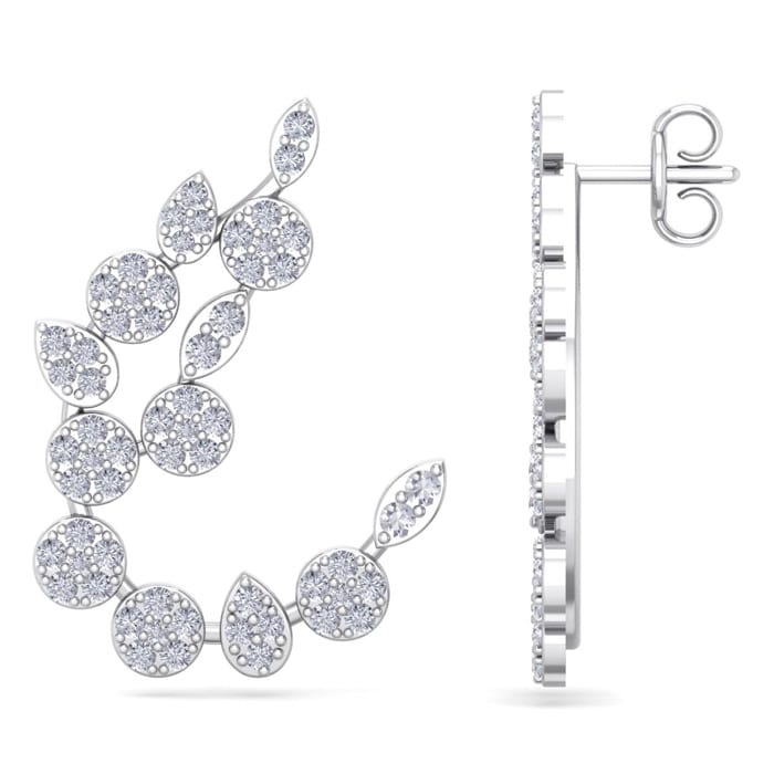 Diamond Drop Earrings: 1 1/4 Carat Pave Diamond Fancy Drop Earrings In 14 Karat White Gold