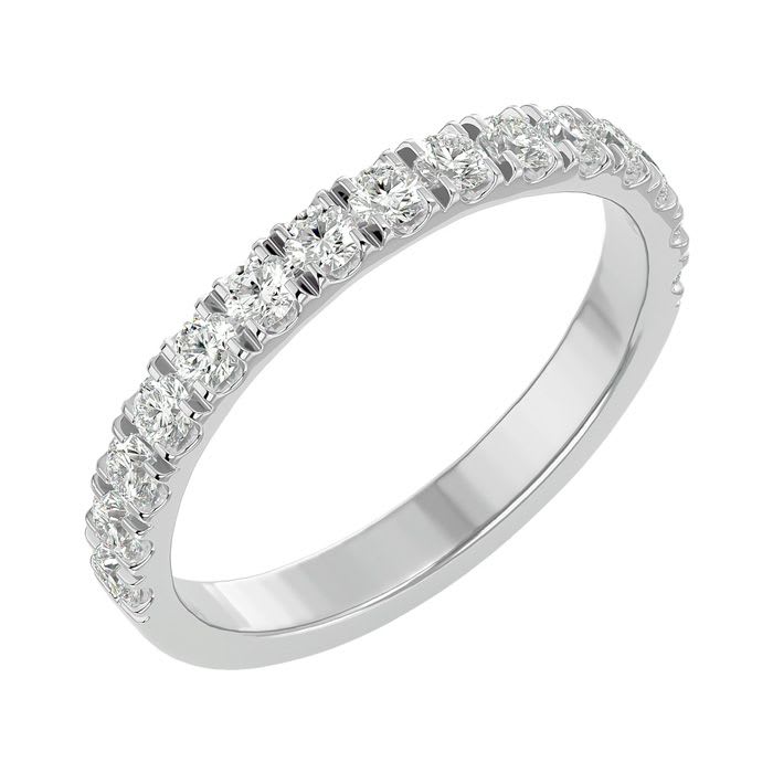 Moissanite Engagement Ring; 1/4 Carat Moissanite Wedding Band In 14 Karat White Gold