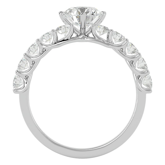 Moissanite Engagement Ring; 1 3/4 Carat Moissanite Engagement Ring In 14 Karat White Gold