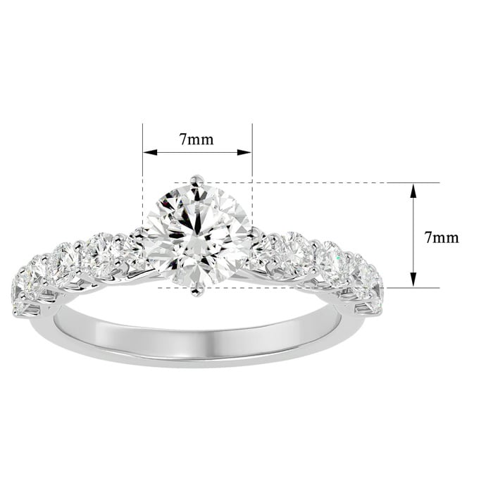 Moissanite Engagement Ring; 1 3/4 Carat Moissanite Engagement Ring In 14 Karat White Gold