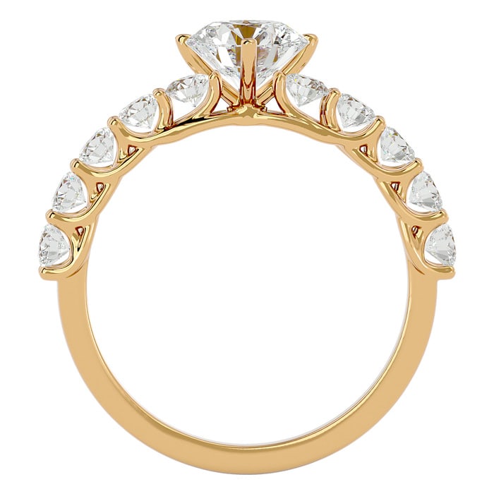 Moissanite Engagement Ring; 1 3/4 Carat Moissanite Engagement Ring In 14 Karat Yellow Gold