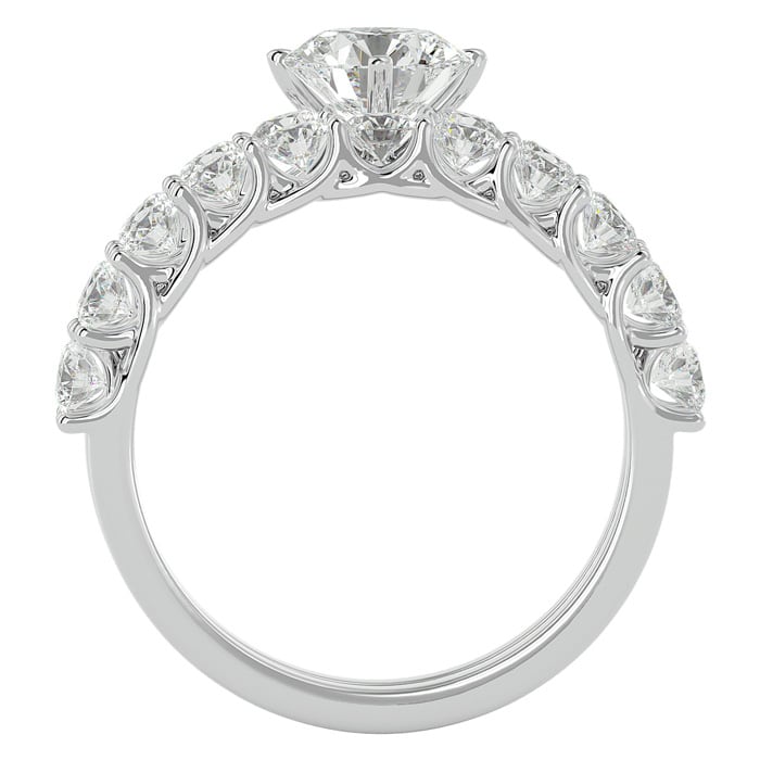 Moissanite Engagement Ring; 2 1/2 Carat Moissanite Bridal Set In 14 Karat White Gold