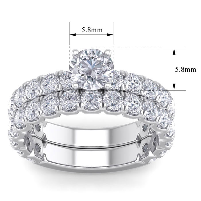 3 1/4 Carat Round Diamond Bridal Set In 2.4 Karat White Gold™.  Comes With Both The Engagement Ring And Wedding Band.  An Amazing Bridal Set!