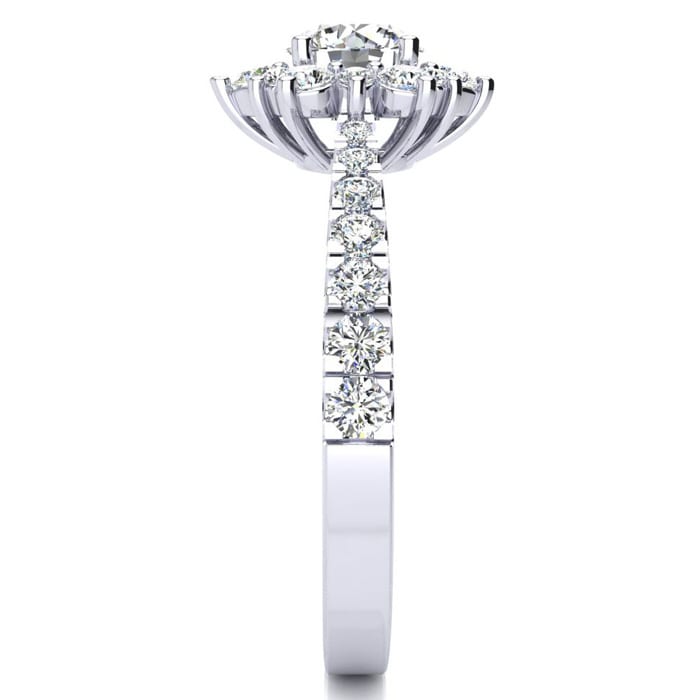2 Carat Round Shape Halo Diamond Engagement Ring In 2.4K White Gold™