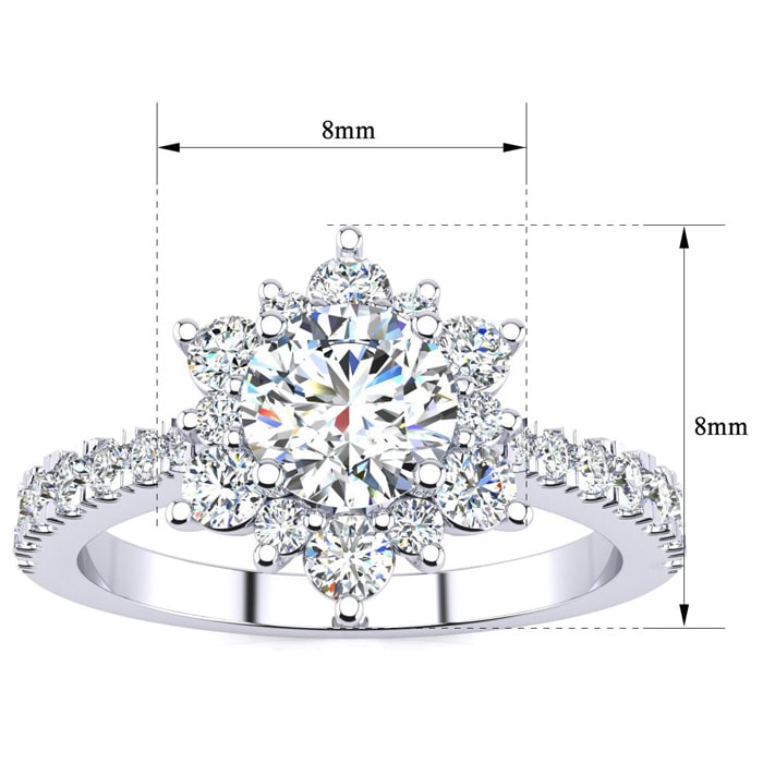 2 Carat Round Shape Halo Diamond Engagement Ring In 2.4K White Gold™