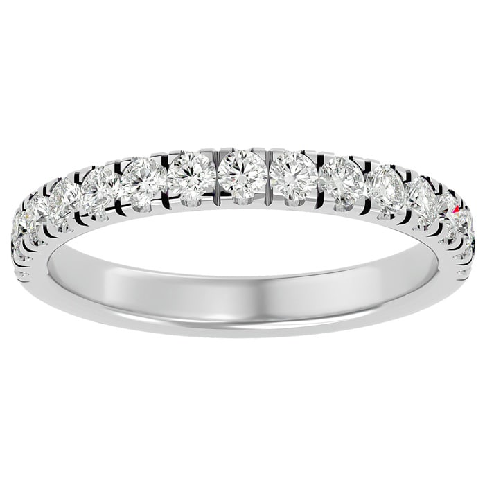 Moissanite Engagement Ring; 1/2 Carat Moissanite Wedding Band In 14 Karat White Gold